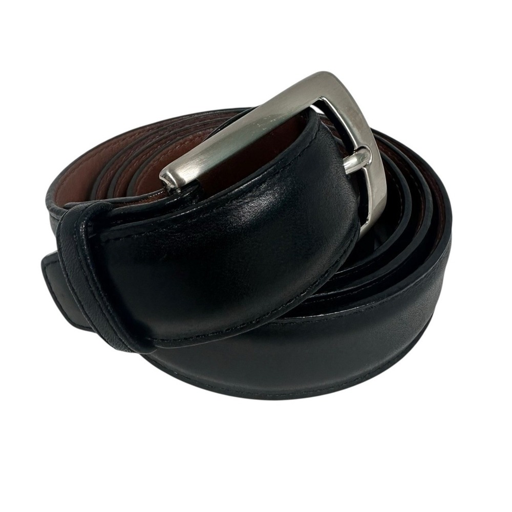 Leegin Mens Black Genuine Leather Belt Size 42 Handcrafted In USA 20303 Preppy